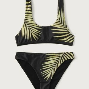 Palm Print High Cut Swimsuit Bikini - Size Small